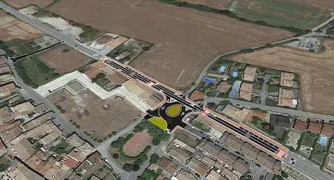 Recreaci&oacute;n de la nueva rotonda de acceso y salida a Monreal