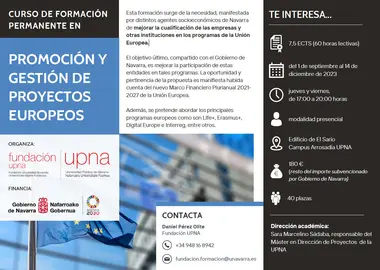 Folleto del curso Promoci&oacute;n y Gesti&oacute;n de Proyectos Europeos. 
GN