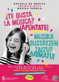Cartel Escuela de M&uacute;sica Joaqu&iacute;n Maya.