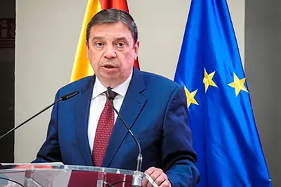El ministro de Agricultura, Pesca y Alimentaci&oacute;n, Luis Planas, durante su intervenci&oacute;n. POOL MONCLOA
