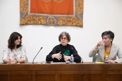 Duarte, Esnaola y Ram&iacute;rez en un momento de la presentaci&oacute;n. GN