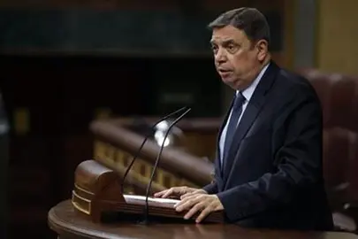 El ministro de Agricultura, Pesca y Alimentaci&oacute;n, Luis Planas, durante su intervenci&oacute;n en el Congreso de los Diputados. POOL MONCLOA