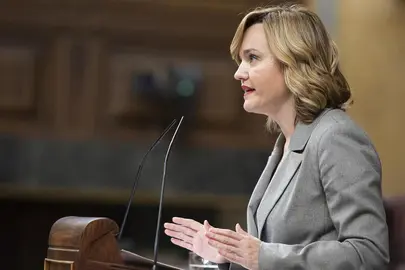 La ministra de Educaci&oacute;n, Formaci&oacute;n Profesional y Deportes, Pilar Alegr&iacute;a, durante su intervenci&oacute;n en el Congreso de los Diputados. (Pool Congreso)