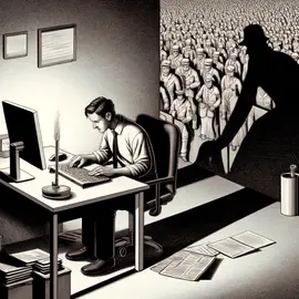 Una ilustraci&oacute;n que representa el concepto de 'la banalidad del mal' descrito por Hannah Arendt. Archivo