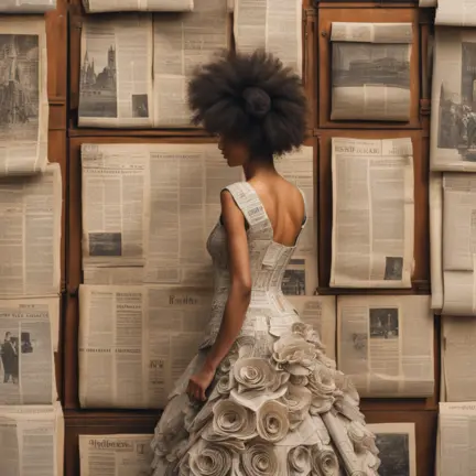 El arte y la creatividad est&aacute;n revolucionando la moda con papel de peri&oacute;dico reciclado en Espa&ntilde;a. Cedida