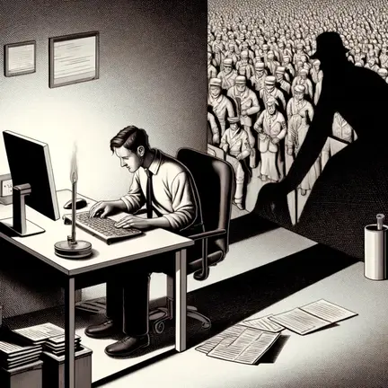 Una ilustraci&oacute;n que representa el concepto de 'la banalidad del mal' descrito por Hannah Arendt. Archivo