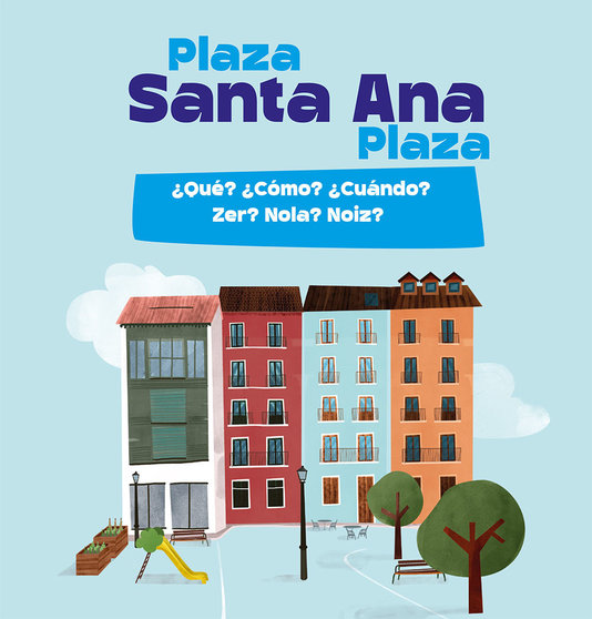 Cartel proceso participativo para el codiseño de la reurbanización de la plaza de Santa Ana. AP