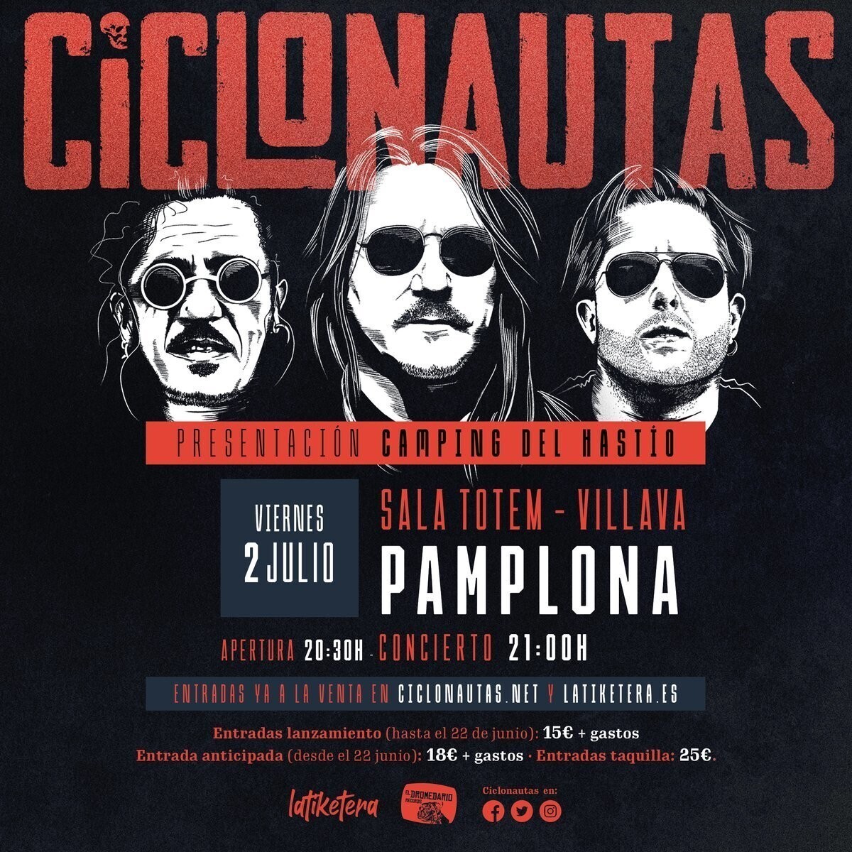 Cartel Ciclonautas_Concierto 2 julio Pamplona